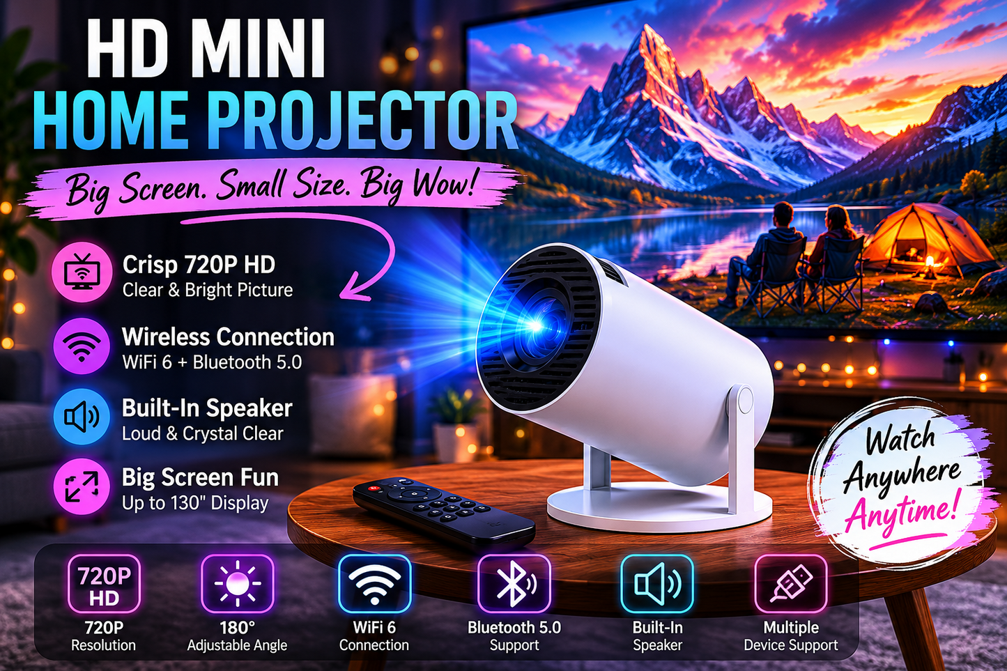 Pocket Cinema Pro™ | Mini Home Projector
